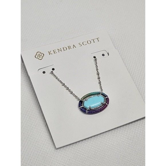 Kendra Scott Handmade Necklace Rhodium Plated Crystal Mother Of Pearl Charm NWT - Picture 5 of 10
